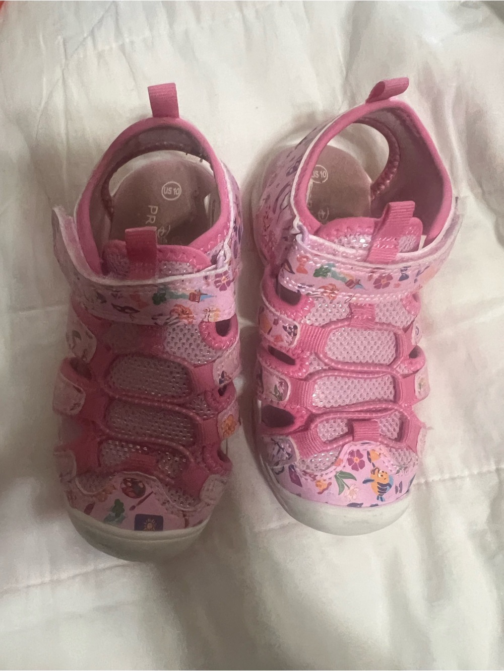 Disney Pink Floral Girls Closed-Toe Athletic Sandals